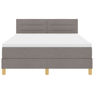 vidaXL LED Box Spring Bed with LED Strips Taupe 140 x 200 cm Fabric