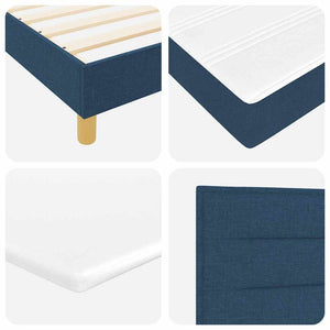 vidaXL LED Box Spring Bed with Pillows Blue 140 x 200 cm Fabric