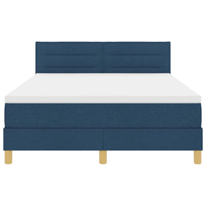 vidaXL LED Box Spring Bed with Pillows Blue 140 x 200 cm Fabric