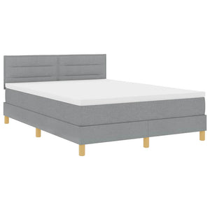vidaXL LED Box Spring Bed with Headboard Light Gray 160 x 200 cm Fabric