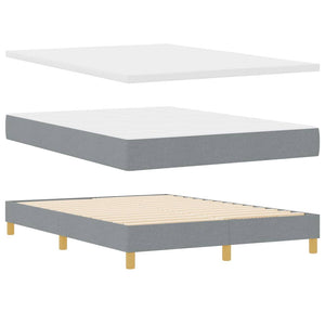 vidaXL LED Box Spring Bed with Headboard Light Gray 160 x 200 cm Fabric