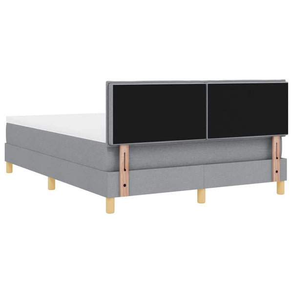 vidaXL LED Box Spring Bed with Headboard Light Gray 160 x 200 cm Fabric