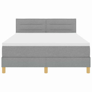 vidaXL LED Box Spring Bed with Headboard Light Gray 160 x 200 cm Fabric