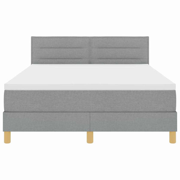 vidaXL LED Box Spring Bed with Headboard Light Gray 160 x 200 cm Fabric