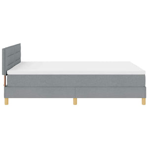 vidaXL LED Box Spring Bed with Headboard Light Gray 160 x 200 cm Fabric