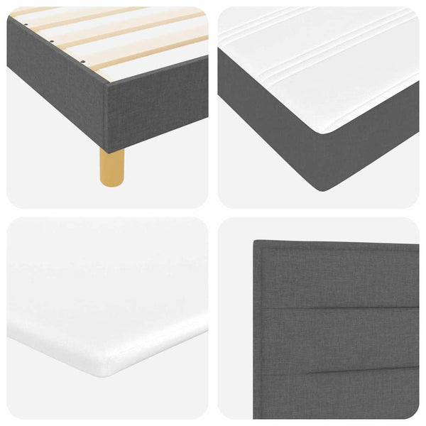 vidaXL LED Box Spring Bed with Headboard Dark Grey 160 x 200 cm Fabric
