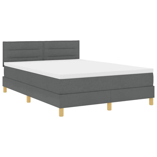vidaXL LED Box Spring Bed with Headboard Dark Grey 160 x 200 cm Fabric