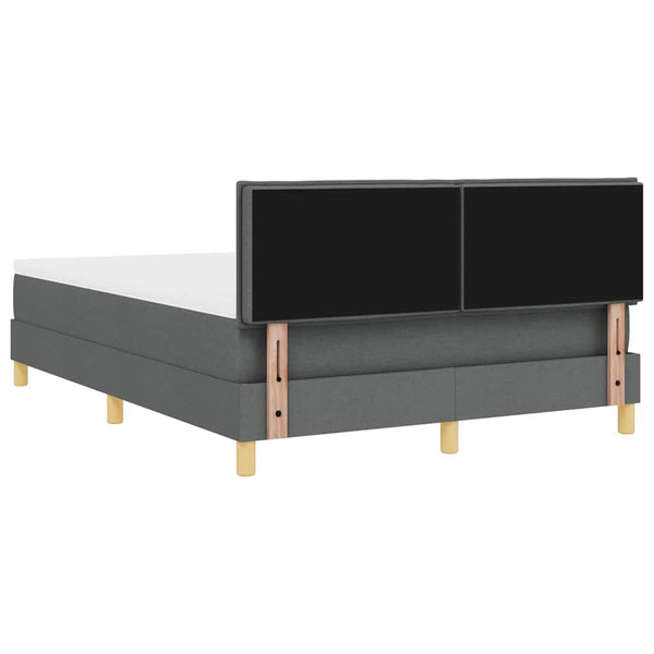 vidaXL LED Box Spring Bed with Headboard Dark Grey 160 x 200 cm Fabric