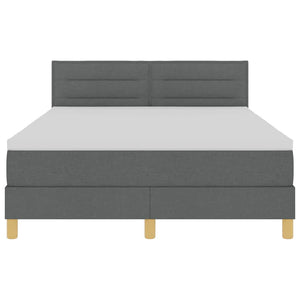 vidaXL LED Box Spring Bed with Headboard Dark Grey 160 x 200 cm Fabric