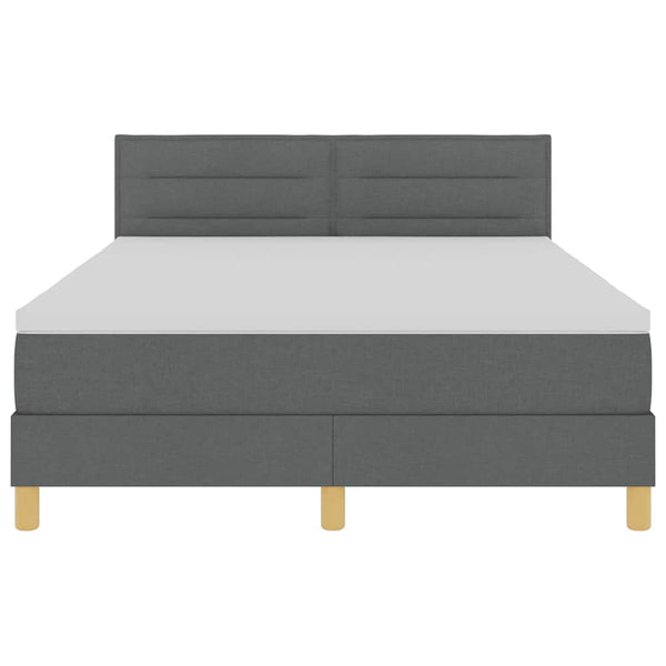 vidaXL LED Box Spring Bed with Headboard Dark Grey 160 x 200 cm Fabric