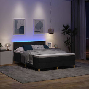 vidaXL LED Box Spring Bed with Headboard Black 160 x 200 cm Fabric