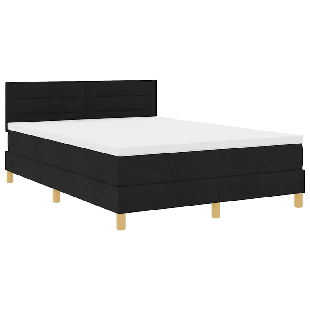 vidaXL LED Box Spring Bed with Headboard Black 160 x 200 cm Fabric
