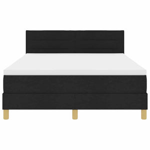 vidaXL LED Box Spring Bed with Headboard Black 160 x 200 cm Fabric