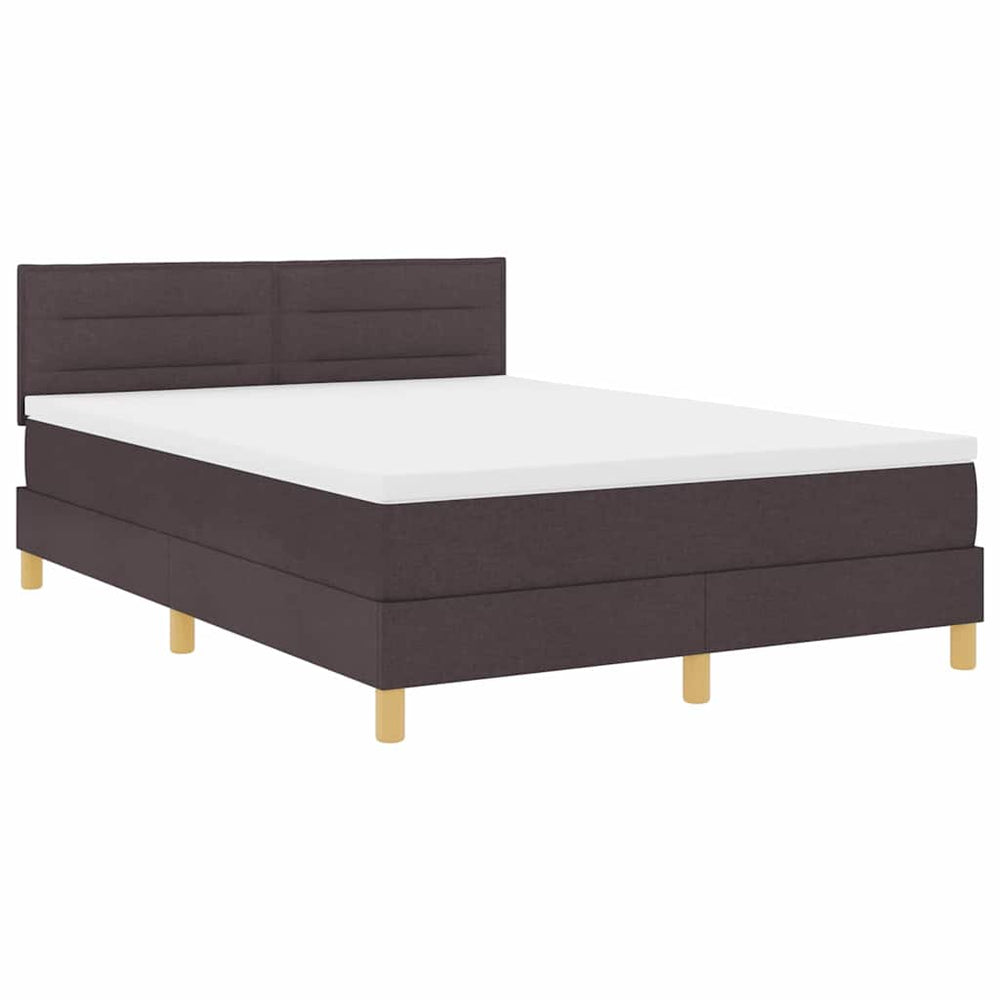 vidaXL LED Box Spring Bed with Headboard Dark Brown 160 x 200 cm Fabric