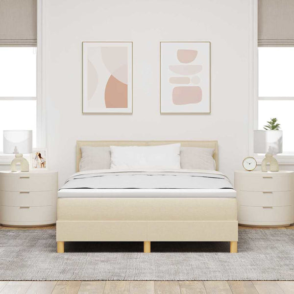 vidaXL LED Box Spring Bed with LED Strips Cream 160 x 200 cm Fabric
