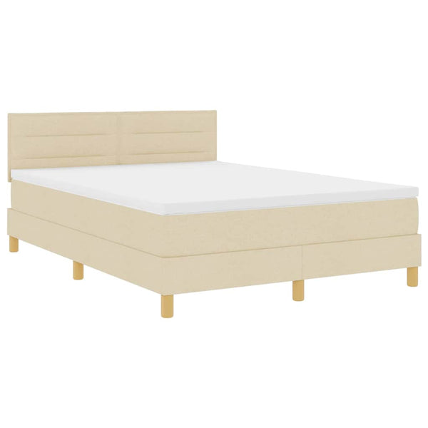 vidaXL LED Box Spring Bed with LED Strips Cream 160 x 200 cm Fabric