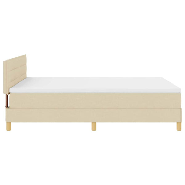vidaXL LED Box Spring Bed with LED Strips Cream 160 x 200 cm Fabric