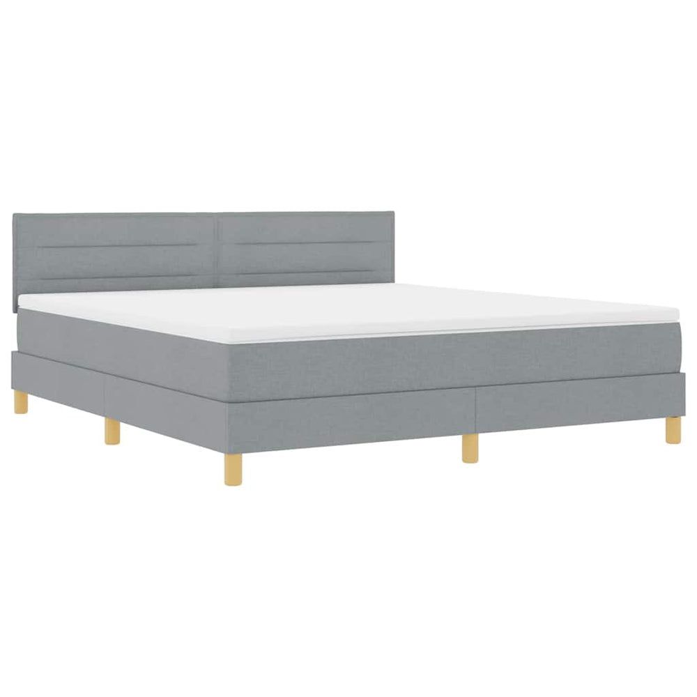 vidaXL LED Box Spring Bed with Cushions Light Grey 180 x 200 cm Fabric