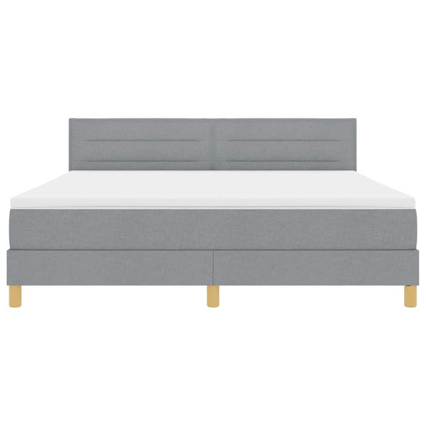 vidaXL LED Box Spring Bed with Cushions Light Grey 180 x 200 cm Fabric