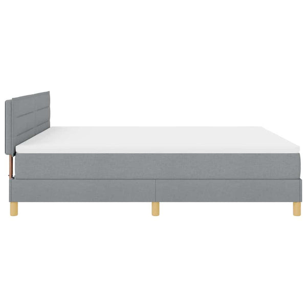 vidaXL LED Box Spring Bed with Cushions Light Grey 180 x 200 cm Fabric