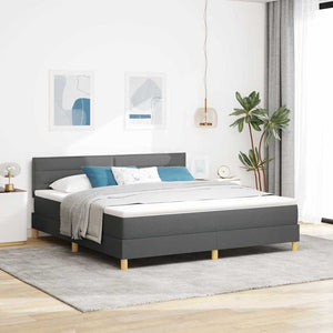 vidaXL LED Box Spring Bed with Headboard Dark Gray 180 x 200 cm Fabric