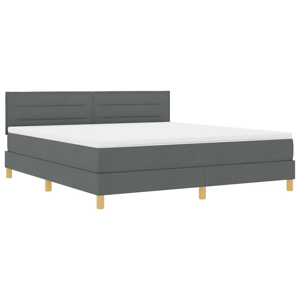 vidaXL LED Box Spring Bed with Headboard Dark Gray 180 x 200 cm Fabric