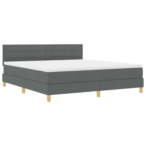 vidaXL LED Box Spring Bed with Headboard Dark Gray 180 x 200 cm Fabric