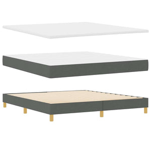 vidaXL LED Box Spring Bed with Headboard Dark Gray 180 x 200 cm Fabric