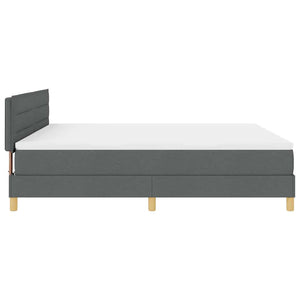 vidaXL LED Box Spring Bed with Headboard Dark Gray 180 x 200 cm Fabric