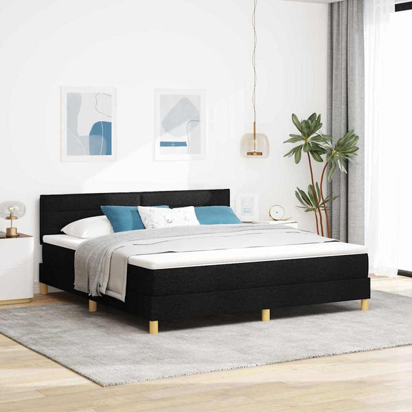 vidaXL LED Box Spring Bed with Headboard Black 180 x 200 cm Fabric