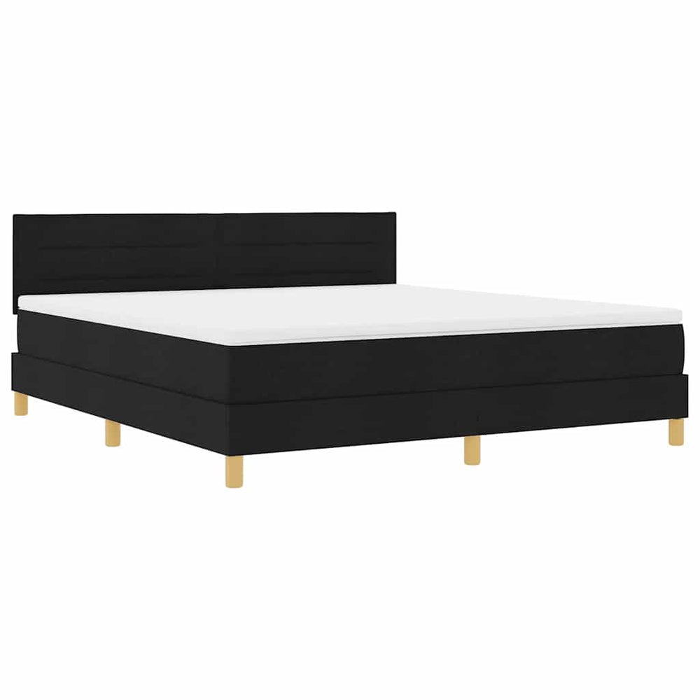 vidaXL LED Box Spring Bed with Headboard Black 180 x 200 cm Fabric