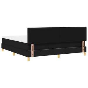 vidaXL LED Box Spring Bed with Headboard Black 180 x 200 cm Fabric