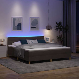 vidaXL LED Box Spring Bed with Headboard Dark Brown 180 x 200 cm Fabric