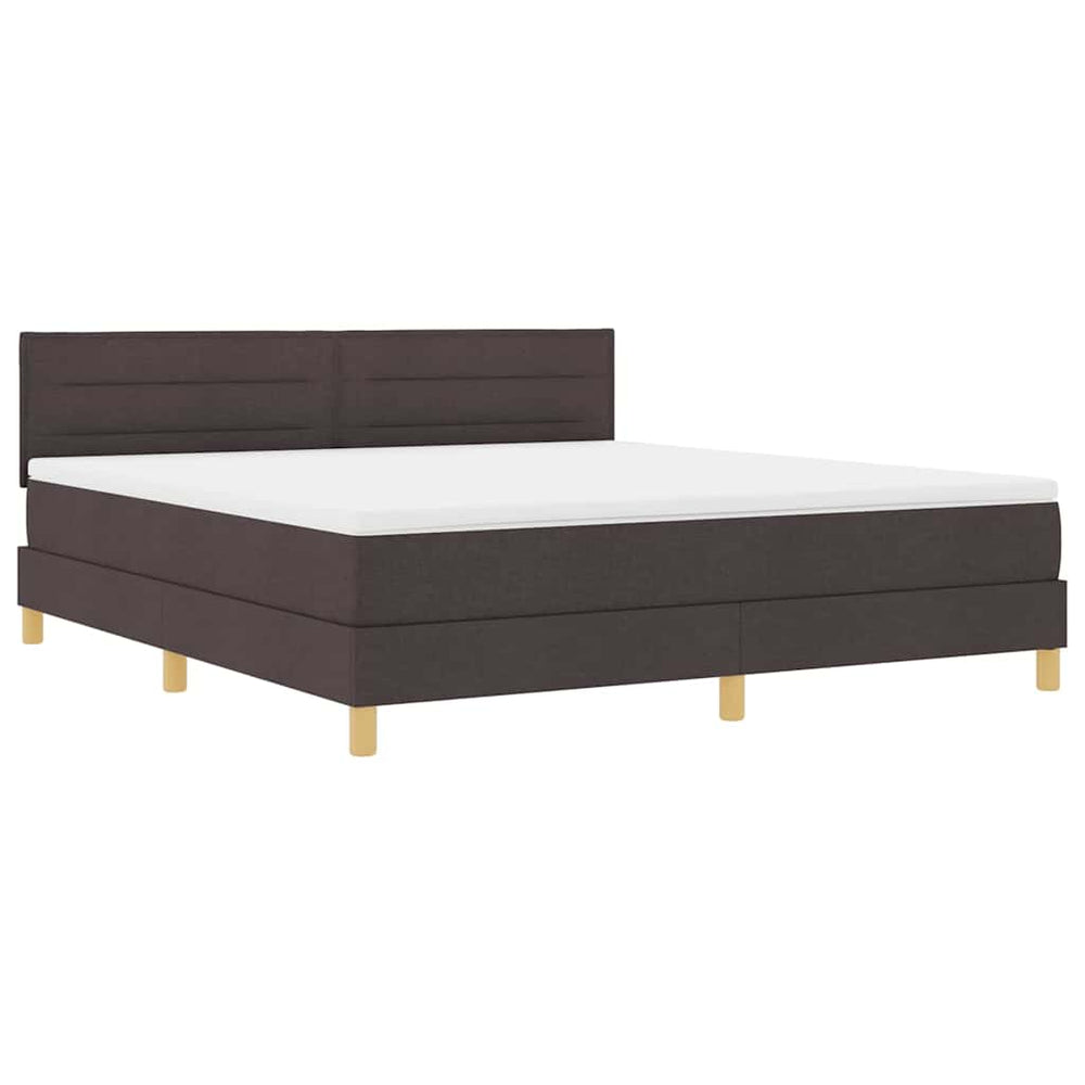 vidaXL LED Box Spring Bed with Headboard Dark Brown 180 x 200 cm Fabric