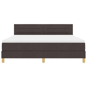vidaXL LED Box Spring Bed with Headboard Dark Brown 180 x 200 cm Fabric