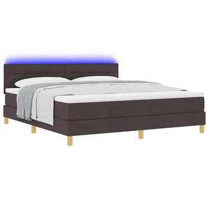 vidaXL LED Box Spring Bed with Headboard Dark Brown 180 x 200 cm Fabric