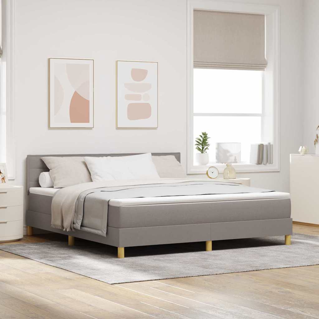 vidaXL LED Box Spring Bed with LED Strips Taupe 180 x 200 cm Fabric
