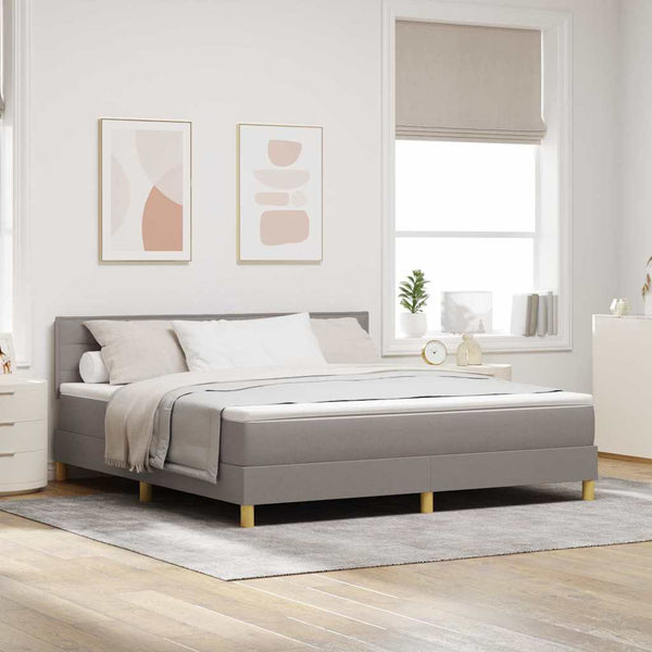 vidaXL LED Box Spring Bed with LED Strips Taupe 180 x 200 cm Fabric