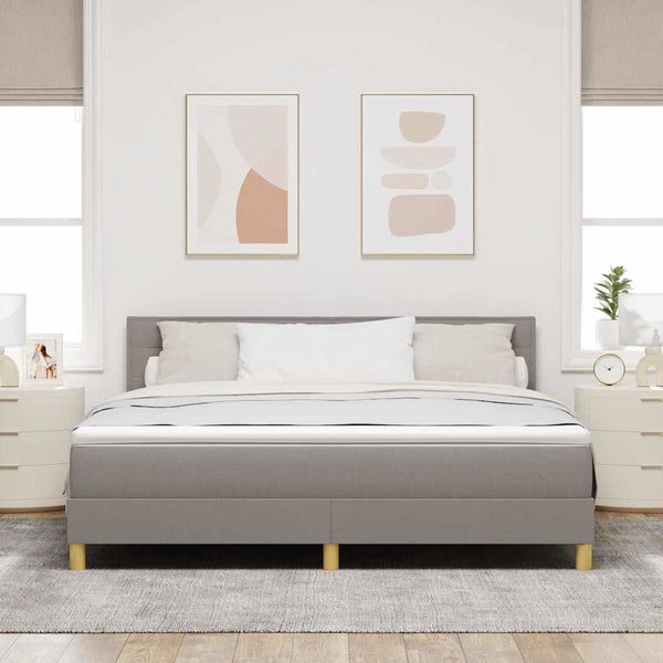 vidaXL LED Box Spring Bed with LED Strips Taupe 180 x 200 cm Fabric