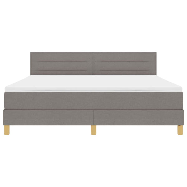 vidaXL LED Box Spring Bed with LED Strips Taupe 180 x 200 cm Fabric