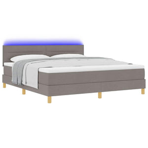 vidaXL LED Box Spring Bed with LED Strips Taupe 180 x 200 cm Fabric