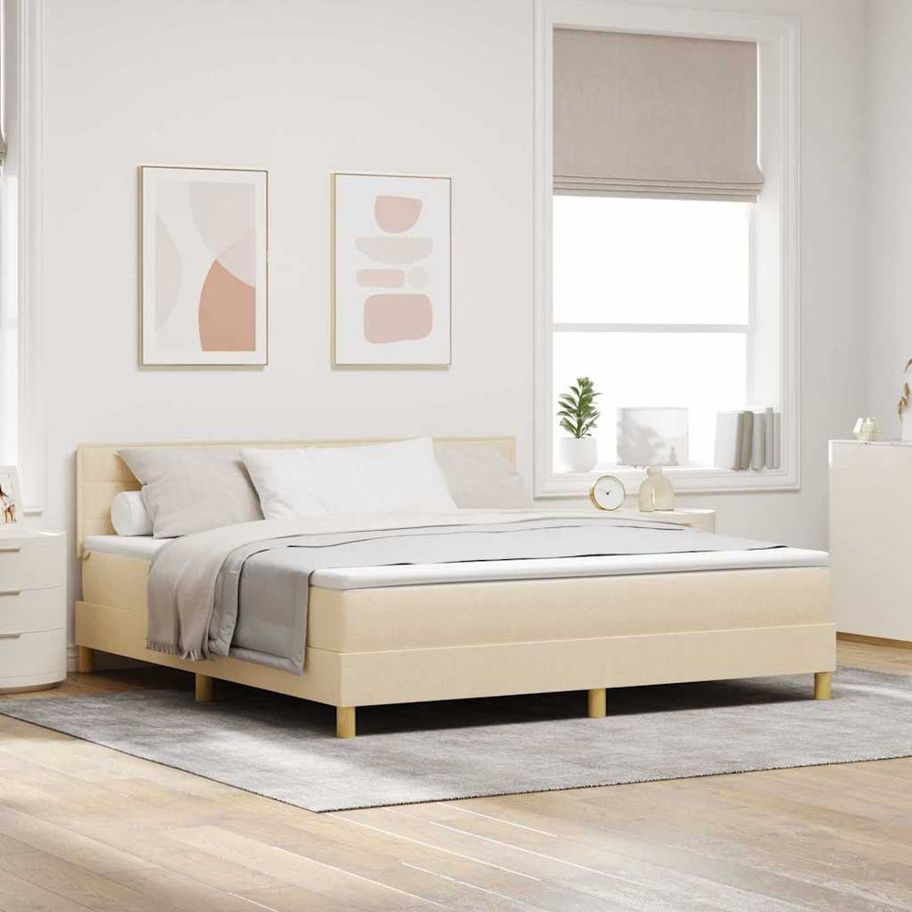 vidaXL LED Box Spring Bed with LED Strips Cream 180 x 200 cm Fabric
