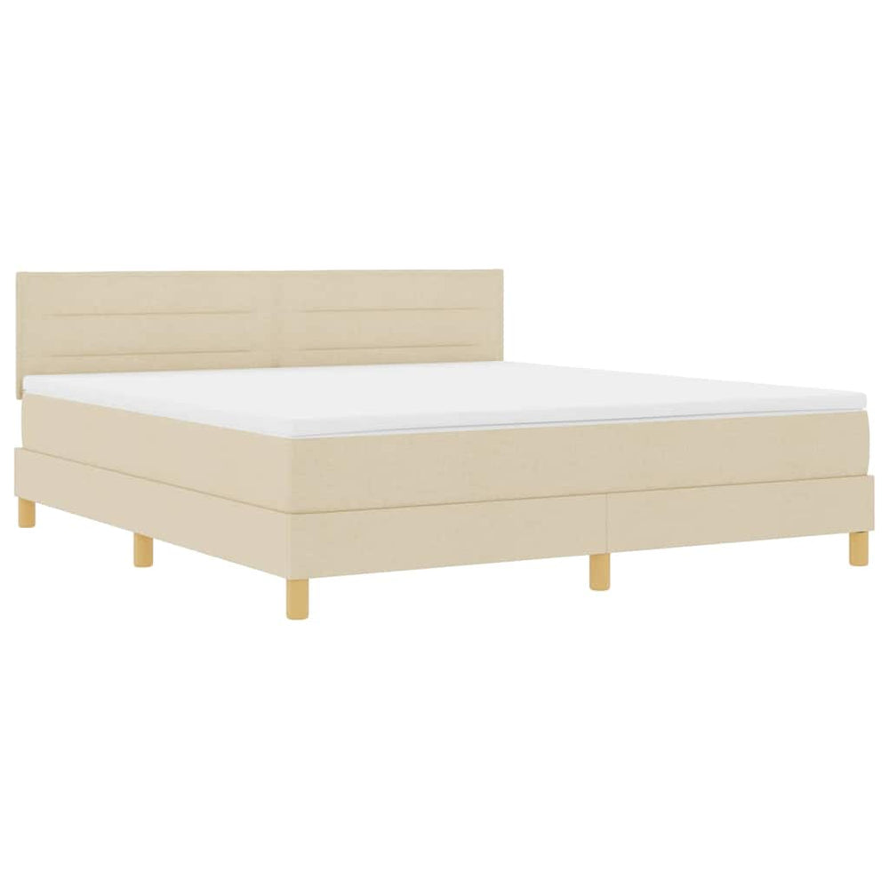 vidaXL LED Box Spring Bed with LED Strips Cream 180 x 200 cm Fabric