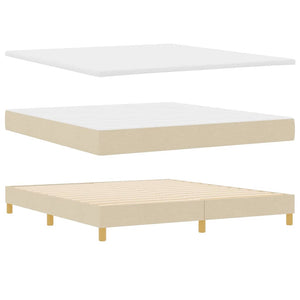 vidaXL LED Box Spring Bed with LED Strips Cream 180 x 200 cm Fabric