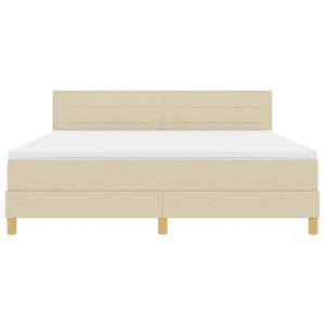 vidaXL LED Box Spring Bed with LED Strips Cream 180 x 200 cm Fabric