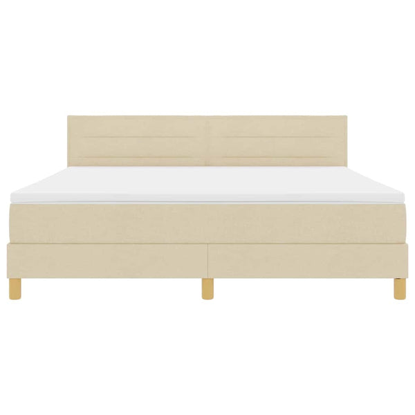 vidaXL LED Box Spring Bed with LED Strips Cream 180 x 200 cm Fabric