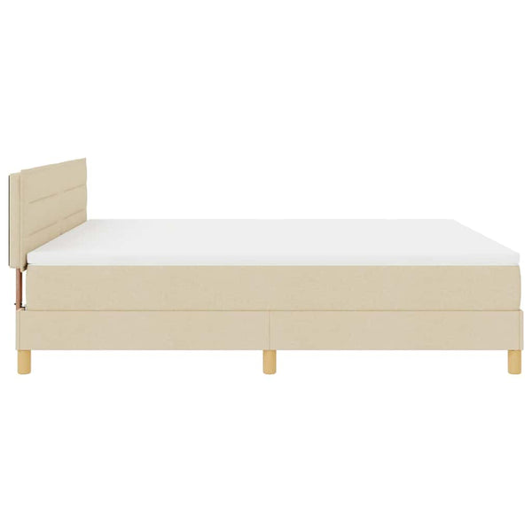 vidaXL LED Box Spring Bed with LED Strips Cream 180 x 200 cm Fabric