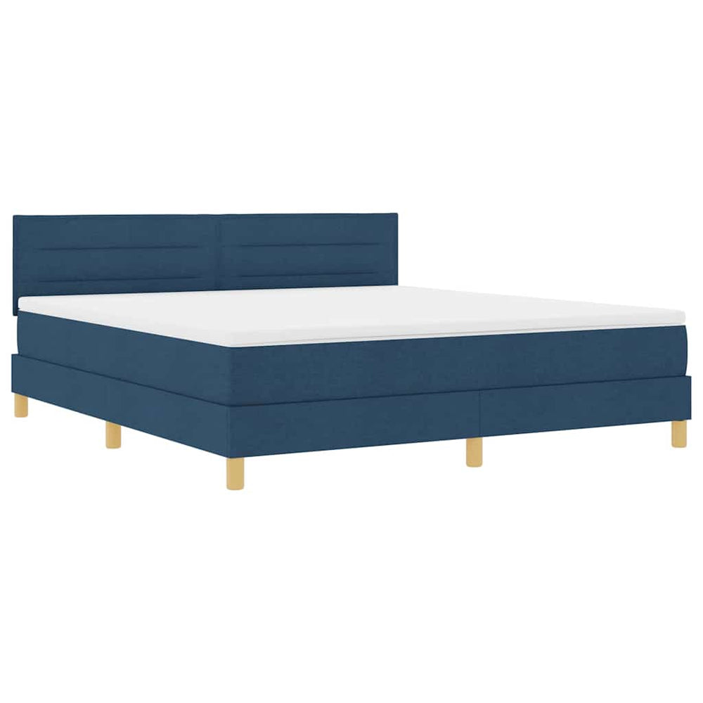 vidaXL LED Box Spring Bed with LED Light Strips Blue 180 x 200 cm Fabric