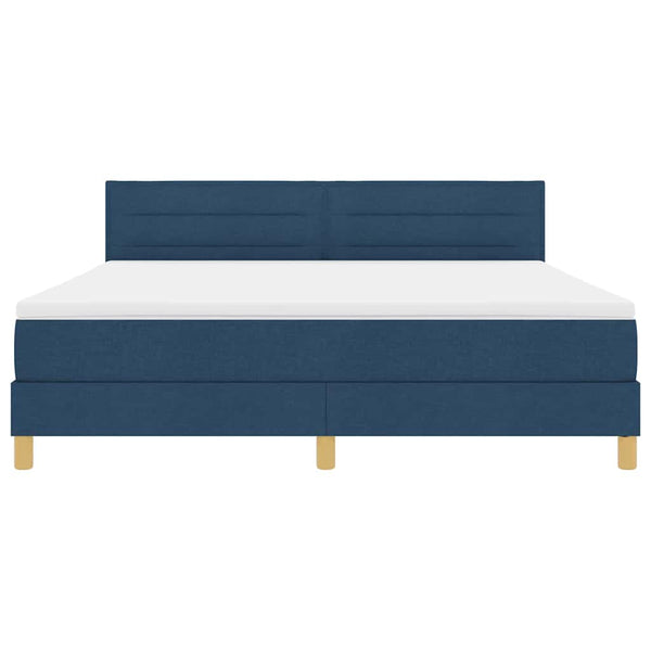 vidaXL LED Box Spring Bed with LED Light Strips Blue 180 x 200 cm Fabric