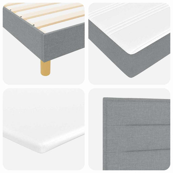 vidaXL LED Box Spring Bed with Headboard Light Gray 200 x 200 cm Fabric